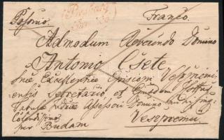 1837.06.16. Levél 8kr portóval, viaszpecséttel, piros "Presburg / Franco" bélyegzéssel (Gudlin 200 p)