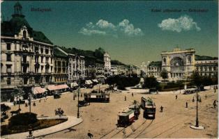 Budapest VII. Keleti pályaudvar, vasútállomás, villamosok, Baross szobor, üzletek