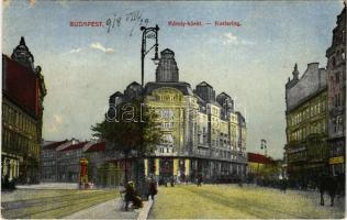 1918 Budapest V. Károly körút, villamos, üzletek (EB)