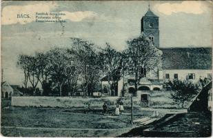1918 Bács, Batsch, Bac; Fratarska crkva / Franziskanerkirche / Barátok temploma / church (gyűrődések / creases)