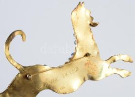 Carolyne Roehm kövekkel kirakott macska bross, h: 17 cm