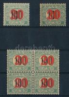 1915 Kisegítő Portó tétel: 40 + 41 + a 40-es négyestömbben csillagvízjellel (felső két bélyeg falcos) (min 22.800)
