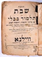 Babilóniai Talmud. Sábát traktátus. (Kivonat az 1890. évi vilnai kiadásból.) Vilna [Vilnius], 1898, Tipografia Rozenkrants i Shriftzettster. Héber nyelven. Félvászon-kötésben, megviselt állapotban, kézzel írt feljegyzésekkel.