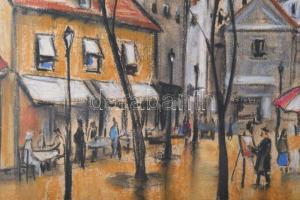 Diener-Dénes Rudolf (1889-1956): Párizsi részlet. Pasztell, papír, jelezve jobbra lent. Üvegezett fa...