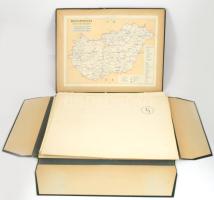Magyarország áttekintő úttérképe (I. Darabterhelési térkép, II. Tonnaterhelési térkép, III. Célforgalmi térkép), 3 db egyenként 4 szelvényből álló, nagyméretű térkép, sérült kiadói mappában