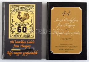 2 db számozott minikönyv: 44 Jewish Bookplates from Hungary. / 44 Magyar zsidó exlibris. (192./200). + Old Matchbox Labels from Hungary. / Régi magyar gyufacímkék. (39./200). Bp.-Békéscsaba, 2014-2015, Cellmed Invest Bt. - MMBKT. Kiadói kartonált papírkötés.