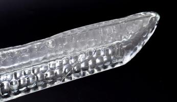 Antik üveg olívabogyó kínáló pár, jelzés nélkül, hibátlan, h: 37 cm