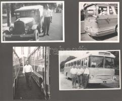 cca 1960 9 db fotó autóbuszokról, albumlapra ragasztva, 9×9 és 8,5×13,5 cm közötti méretekben