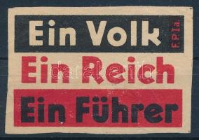 cca 1935-1940 "Ein Volk, Ein Reich, Ein Führer" feliratú német propaganda gyufacímke