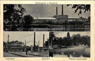 1949 Szerencs, cukorgyár a halastóval, Rákóczi parkrészlet. Vitéz Szegedi István különlegességei áruda kiadása (EB)