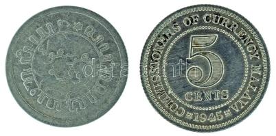 Indonézia /Holland Kelet-India 1920. 1/10G Ag + Malajzia 1945. 5c Ag "VI. György" T:AU-VF
...