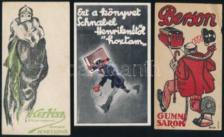 Schnabel Henrik könyv, Bergson sarok, Kertész divatház 3 db számolócédula