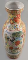 Klasszikus kínai madár- és virágmintás váza, jelzés nélkül, hibátlan, m: 30,5 cm