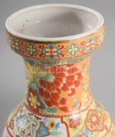 Klasszikus kínai madár- és virágmintás váza, jelzés nélkül, hibátlan, m: 30,5 cm