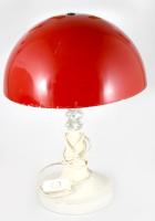 cca 1960 Space age kétfoglalatos asztali lámpa. Fém, műanyag, üveg, kopással, m: 42 cm