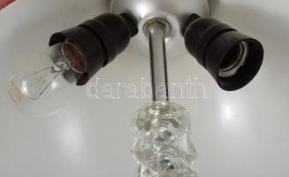 cca 1960 Space age kétfoglalatos asztali lámpa. Fém, műanyag, üveg, kopással, m: 42 cm