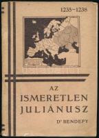 Bendefy László: Az ismeretlen Juliánusz: A legelső magyar ázsiakutató életrajza és kritikai méltatása. Bp., 1936., Stephaneum. 183 + 2 p. + 1 t Fekete-fehér fotókkal, és egy kihajtható térképpel illusztrált. Kiadói papírkötésben enyhe sérüléssel, foltos hátsó borító