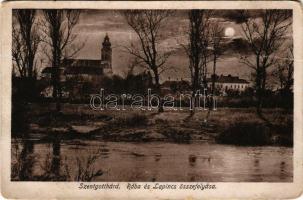 Szentgotthárd, Rába és Lapincs összefolyása este holdfényben. Németh Vilmos kiadása (kopott sarkak / worn corners)