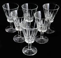 Kristályüveg talpas pohár garnitúra, 6 darab, hibátlan, m: 13,5 cm