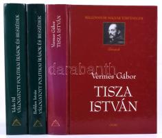 Millenniumi Magyar Történelem sorozat 3 kötete: Bethlen István: Válogatott politikai írások és beszédek. Szerk. és az utószót írta: Romsiscs Ignác. Millenniumi Magyar Történelem. Politikai gondolkodók.;  Teleki Pál: Válogatott politikai írások és beszédek. Szerk. és az utószót írta: Ablonczy Balázs. Millenniumi Magyar Történelem. Politikai gondolkodók.; Vermes Gábor: Tisza István. Millenniumi Magyar Történelem. Életrajzok.  Bp.,2000-2001., Osiris. Kiadói kartonált papírkötések