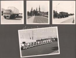 6 db albumlapra ragasztott fotó Deutz teherautókról, 9×9 és 10×15 cm közötti méretekben