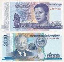 Laosz 2011. 2000K + Kambodzsa 2016. 1000R T:UNC-AU Laos 2011. 2000 Kip + Cambodia 2016. 1000 Riels C:UNC-AU Krause P#41a, P#67