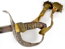 1904M díszelgő szablya, 2 db kardbojttal (IV. Károly + Szent Koronás tiszti kardbojt), bőr csatlékka...