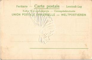 Dombornyomott balerina művészlap / Ballet dancer. Art Nouveau, Emb. litho (gyűrődés / crease)