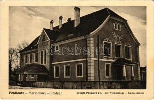 Barcaföldvár, Földvár, Marienburg, Feldioara; Scoala Primara ev. / Ev. Volksschule / Evangélikus népiskola. Josef Stenner és fia kiadása / Lutheran school (EK)