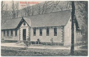 1913 Menyháza, Monyásza, Moneasa; Uszoda, hidegvízgyógyintézet. Patkó Vilmos amateur felvétele / swimming pool, spa (EK)