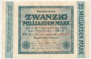 Német Birodalom / Weimari Köztársaság 1923. 20.000.000.000M T:F szép papír  German Empire / Weimar Republic 1923. 20.000.000.000 Mark C:F fine paper