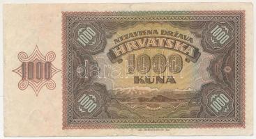 Horvátország 1941. 1000K T:F,VG
Croatia 1941. 1000 Kuna C:F,VG