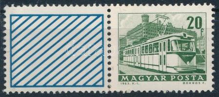 1964 Közlekedés 20f bal oldali szelvényes bélyeg (15.000)