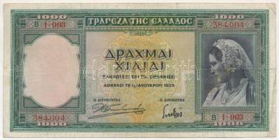 Görögország 1939. 1000Dr "I-003 384,004" T:F Greece 1939. 1000 Drachmai "I-003 384,004" C:F Krause P#111