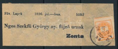 1896 Címszalag darabon Hírlapbélyeg "ZENTA"