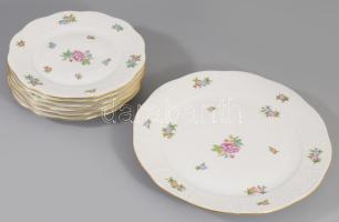 Herend eton mintás süteményes készlet. Jelzett, kézzel festett, hibátlan, d: 19-25 cm