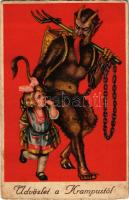 1933 Üdvözlet a Krampustól! / Krampus greeting art postcard (fl)