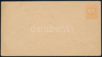 1874 Használatlan 5kr díjjegyes boríték, a díjjegyben a boríték dombornyomása lefelé tolódott, halvány narancs szín, vízjeles papír