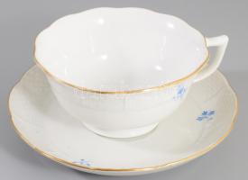 Herendi kék virágmintás csésze alátéttel. Jelzett, d: 14,5 cm