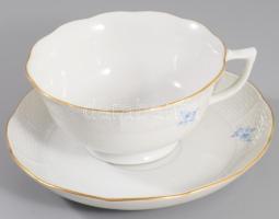 Herendi kék virágmintás csésze alátéttel. Jelzett, d: 14,5 cm