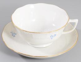 Herendi kék virágmintás csésze alátéttel. Jelzett, d: 14,5 cm