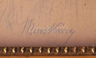 Munkácsy jelzéssel: Alakok. Ceruza, papír. Üvegezett, kissé sérült fakeretben, 32×23,5 cm