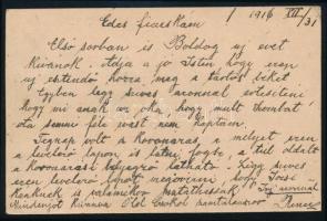 1916 Díjjegyes díjkiegészített levelezőlap tábori posta címre küldve "IV. KÁROLY KIRÁLY KORONÁZ...