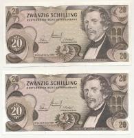 Ausztria 1967. 20Sch (2x) T:F, szép papír Austria 1967. 20 Schilling (2x) C:F, fine paper Krause P#142