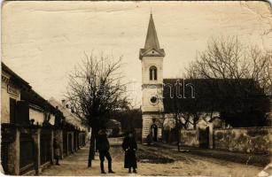 1921 Oroszvár, Rusovce, Karlburg (Pozsony, Pressburg, Bratislava); Evangélikus templom, római katolikus népiskola / Lutheran church, Roman Catholic church. photo (gyűrődések / creases)