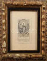 Jacques Callot (1592-1635): Szűz Mária győzelme a démonok felett. Rézmetszet, jelzett, üvegezett keretben. 5,5x9,5 cm / 21x27 cm Régi árverési címkével