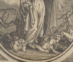 Jacques Callot (1592-1635): Szűz Mária győzelme a démonok felett. Rézmetszet, jelzett, üvegezett ker...