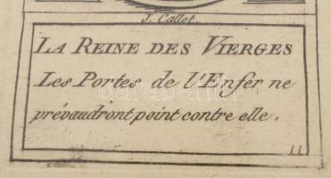 Jacques Callot (1592-1635): Szűz Mária győzelme a démonok felett. Rézmetszet, jelzett, üvegezett ker...