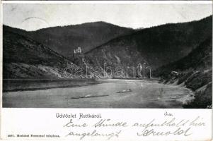1899 Óváralja, Nezbudská Lúcka, Óvár, Stary Hrad; Ó-vár Ruttka közelében. Moskóczi Ferencné kiadása / castle ruins in Povazie, near Vrútky