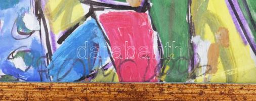 Csepeli Németh Miklós (1934-2012): Páros, 2003. Vegyes technika, papír, jelezve jobbra lent. Üvegeze...